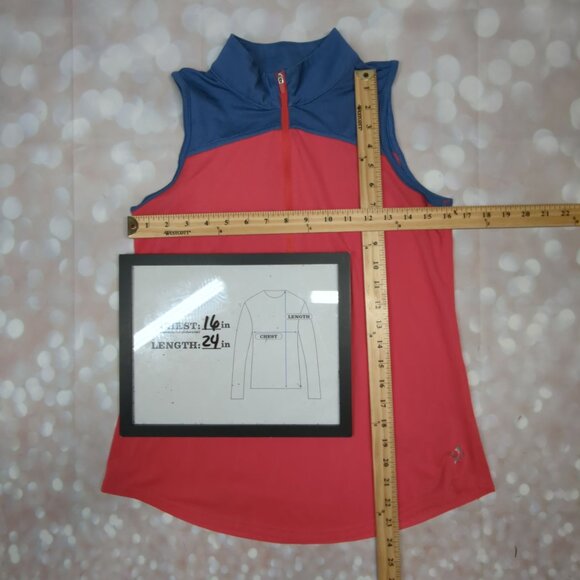 Jofit Sleeveless Golf Polo Womens M Blue Coral Zip Neck Performance Top - Picture 9 of 9